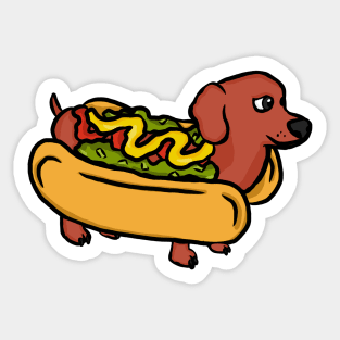 Dachshund in Hot Dog Costume Sticker